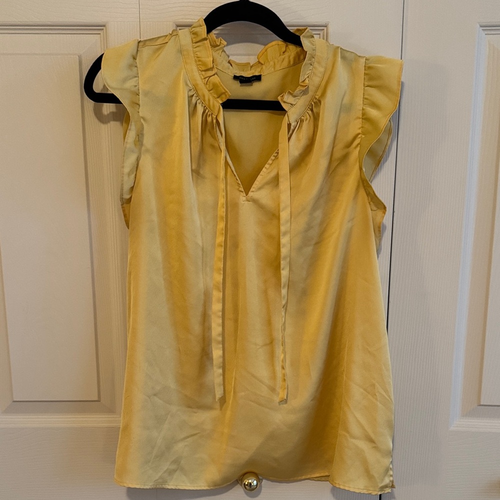 Ann Taylor Light Yellow Ruffle Blouse